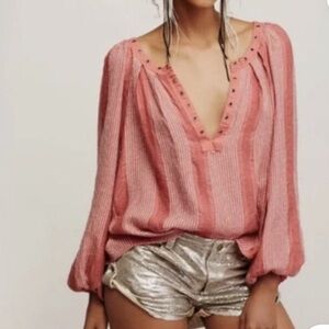 Free People Against All Odds Blouse Striped Size small